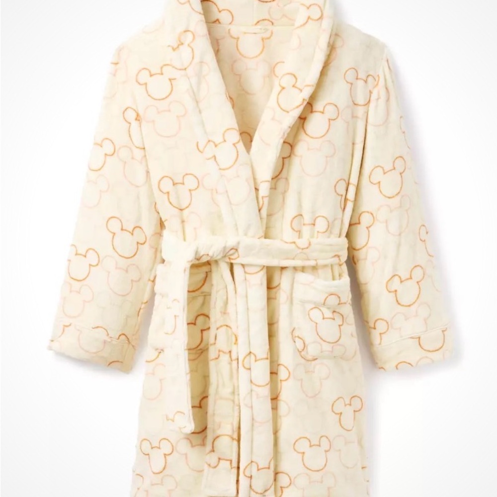 Disney Cream Robe with Orange Mickey Pattern - brand new